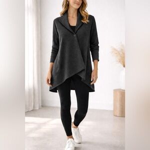 Calvin Klein Performance Asymmetric Wrap Cardigan Gray Open Front Shawl Size L